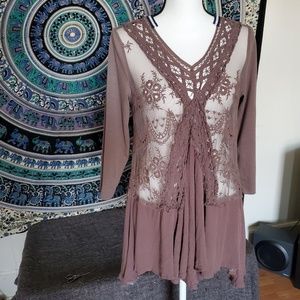 BKE Dusty Mauve Bohemian Tunic